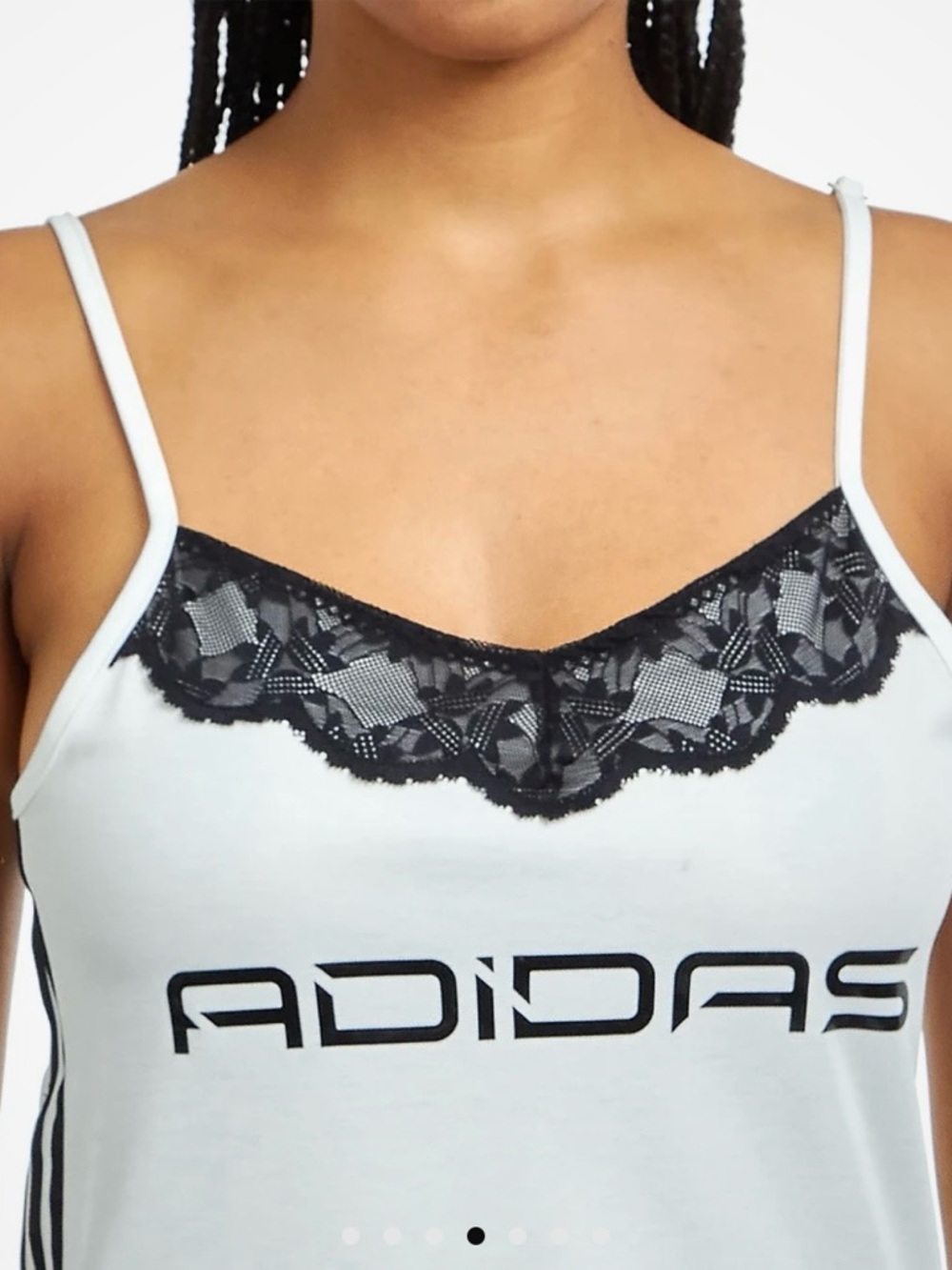 ADIDAS WHITE LACE-TRIM SLIP DRESS - Picture 4 of 5